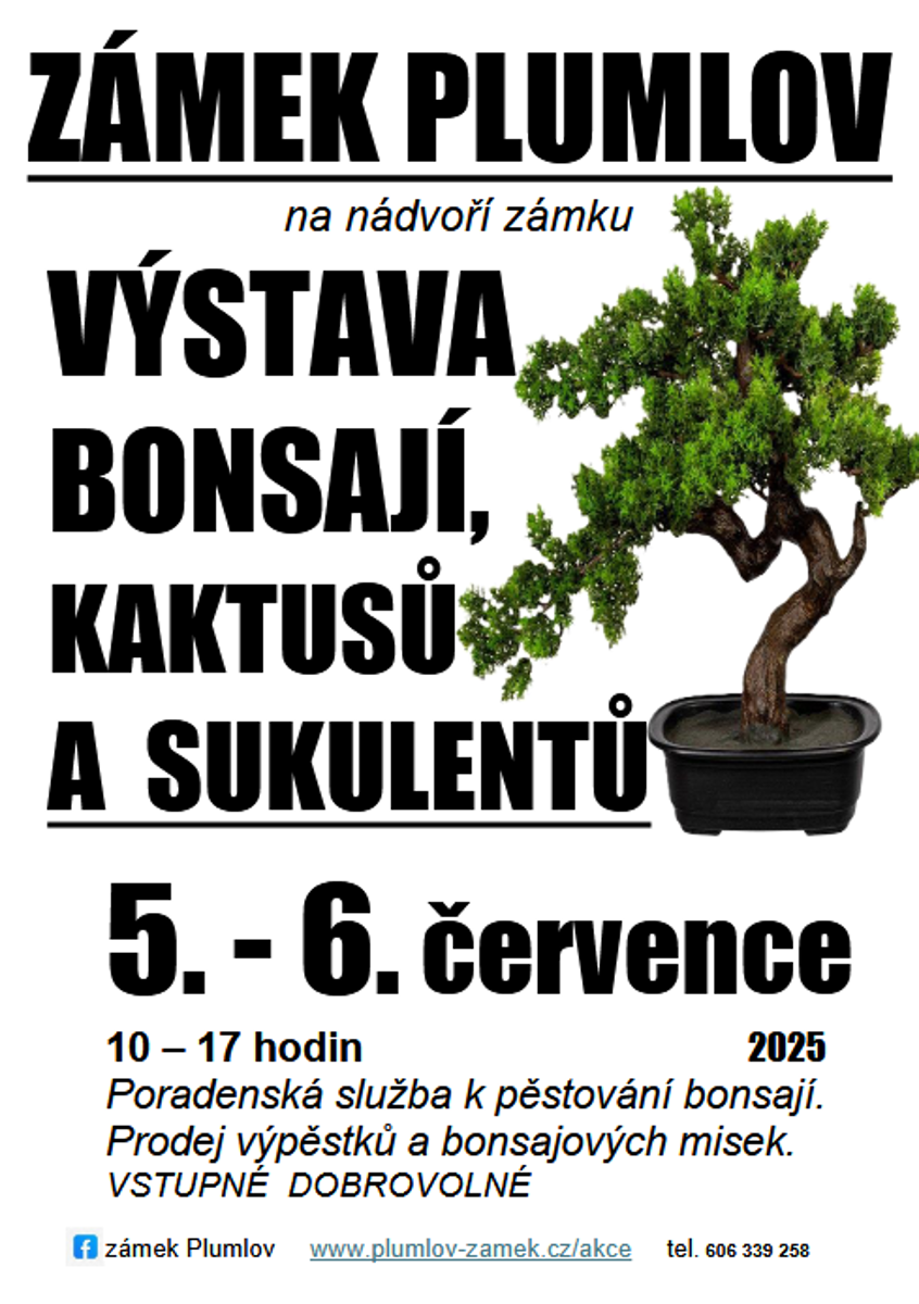 5.- 6.7.2025 – Výstava bonsají, kaktusů a sukulentů